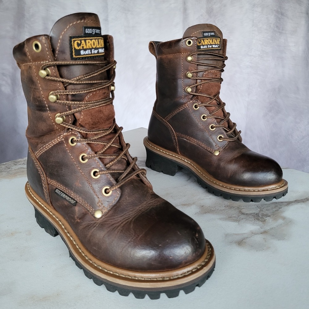 Carolina 8" Waterproof Logger Boots Brown Men's Size 6 Wide 600 Gram Thinsulate